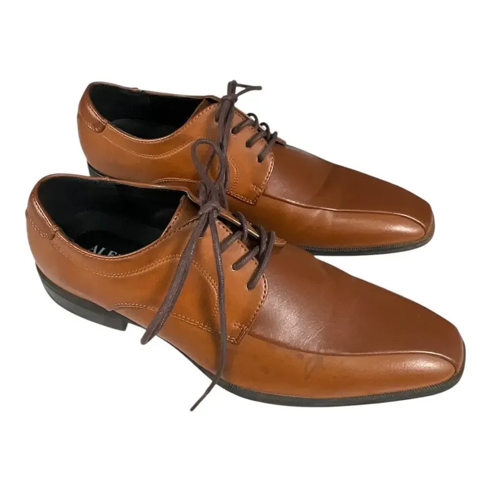 ALFANI Tan Sethtan Dress Shoes Mens Size 8 Work Wear Wedding Formal Used Once